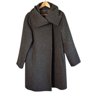 Eileen Fisher Baby Alpaca Wool Coat Double Face Funnel Collar Gray Luxe Medium